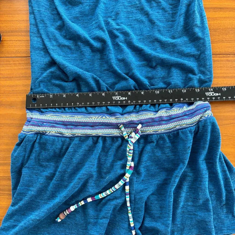 2000s Lucky Brand Bathing Suits Swim Romper Cover Up Strapless Blue Boho XS‎ / S